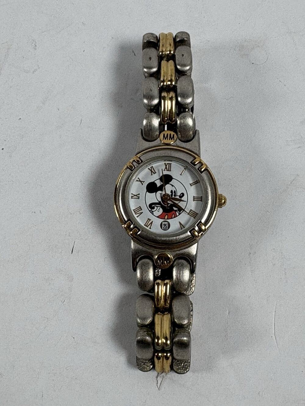 Disney Time Works Mickey Mouse Ladies Quartz Watch Date Two Tone Japan
